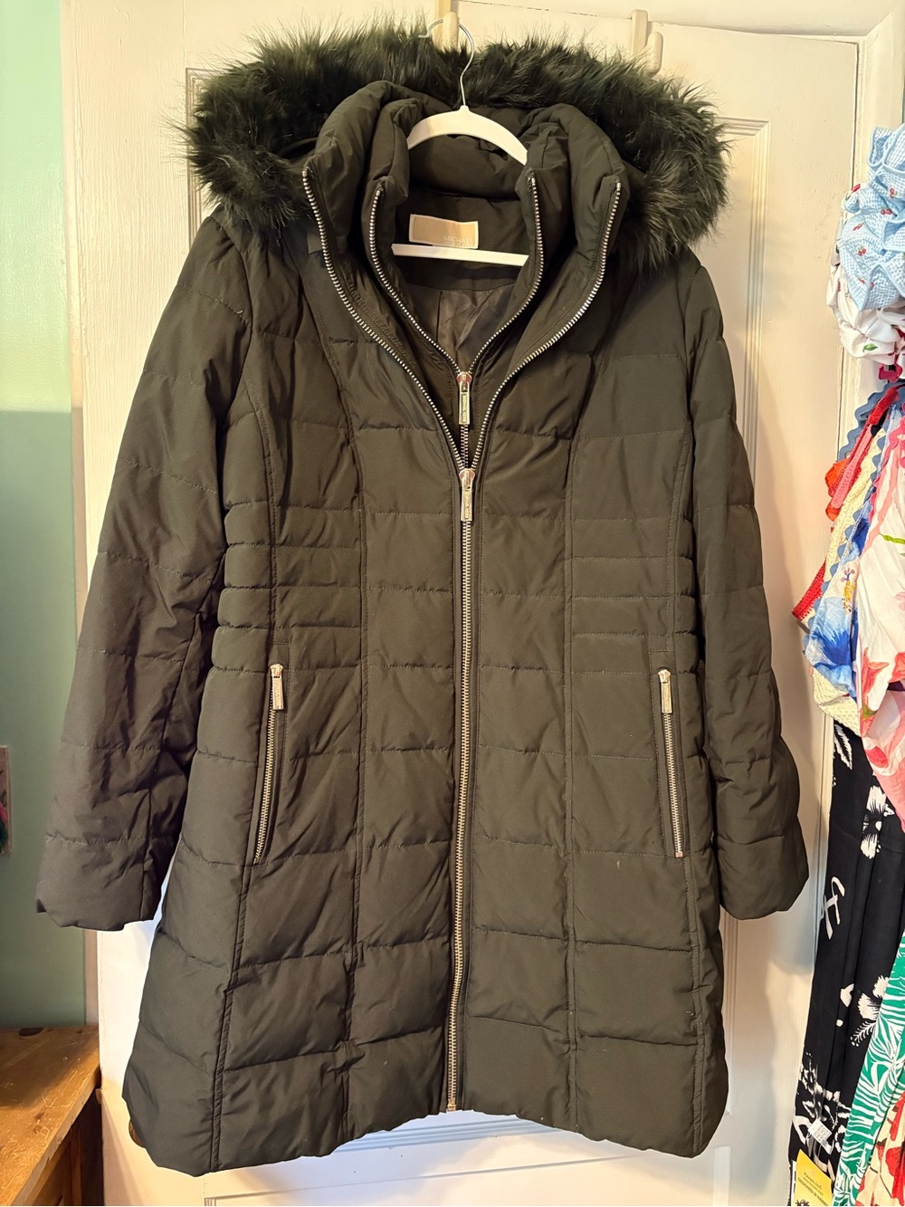 Michael Kors faux fur hood coat